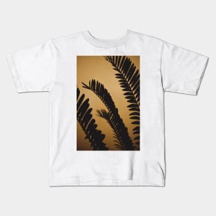 Golden Shaded Palm Leaves Kids T-Shirt